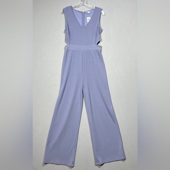 Bar III Womens Purple V-Neck Cut-Out Waist Crepe Jumpsuit Pick Size 6 - Picture 1 of 8